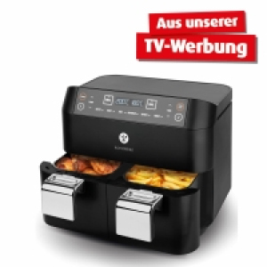 KOCHWERK Heißluft-Fritteuse - schwarz - Doppelkammer - 2x 3,8 Liter
