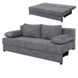 Schlafsofa - grau meliert - Webstoff - Staukasten
