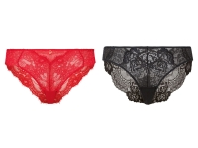 Lidl Esmara esmara Damen Spitzen Minislips, 2 Stück, leicht transparent, schwarz/r