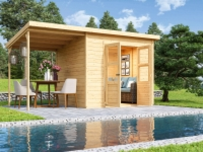 Karibu 14 mm Gartenhaus »Pyrmont 4«, aus Holz, naturbelassen, 5,02 qm