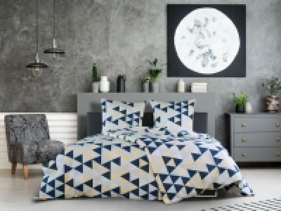 Lidl Dobnig Dobnig Satin Bettwäsche »Dreiecke eisblau«, 135x200 cm oder 155x220 cm