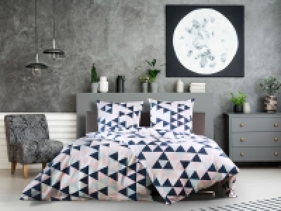 Dobnig Satin Bettwäsche »Dreiecke rose blau«, 135x200 cm oder 155x220