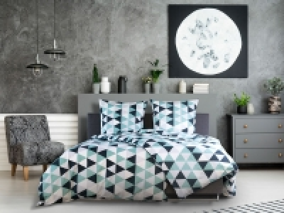 Dobnig Satin Bettwäsche »Dreiecke türkis grün«, 135x200 cm oder 155x22