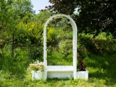 KHW Gartenbank »Brüssel«, mit 2 Pflanzkästen und Rosenbogen