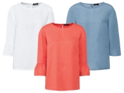 Lidl Esmara ESMARA® Bluse Damen, mit Knopf und Schlitz im Nacken, aus reinem Lyoce