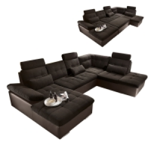 Wohnlandschaft - schwarz-braun - Liegefunktion - verschiedene Ausführu