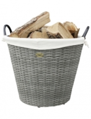 Feuerholzkorb, Grau | Beige, Rund, Durchmesser: 48 cm