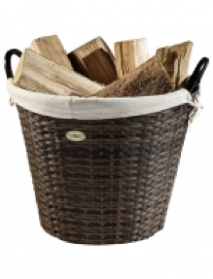 Feuerholzkorb, Braun | Beige, Rund, Durchmesser: 43 cm