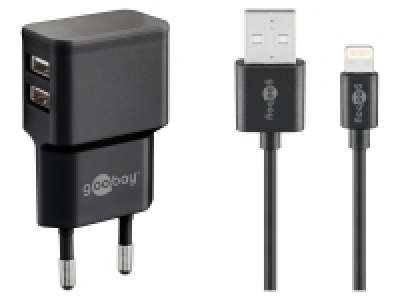 Goobay Dual USB-A 2.0 auf Apple Lightning-Ladeset (12W), schwarz 9.99 €