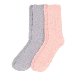 NKD  Damen-Kuschelsocken mit Zopfmuster, 2er-Pack