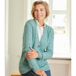 NKD  Damen-Ajour-Strickjacke mit Knöpfen in Hornoptik